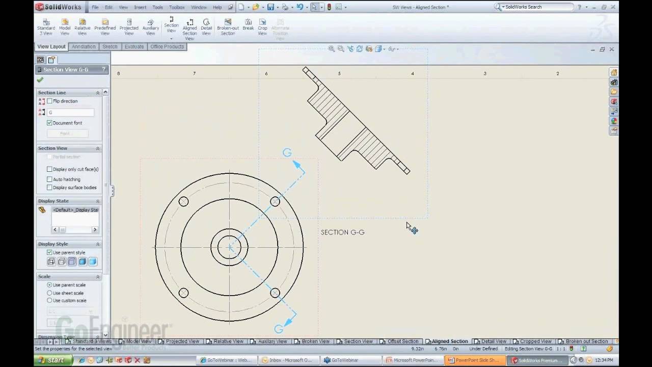 SOLIDWORKS - Aligned Section Views