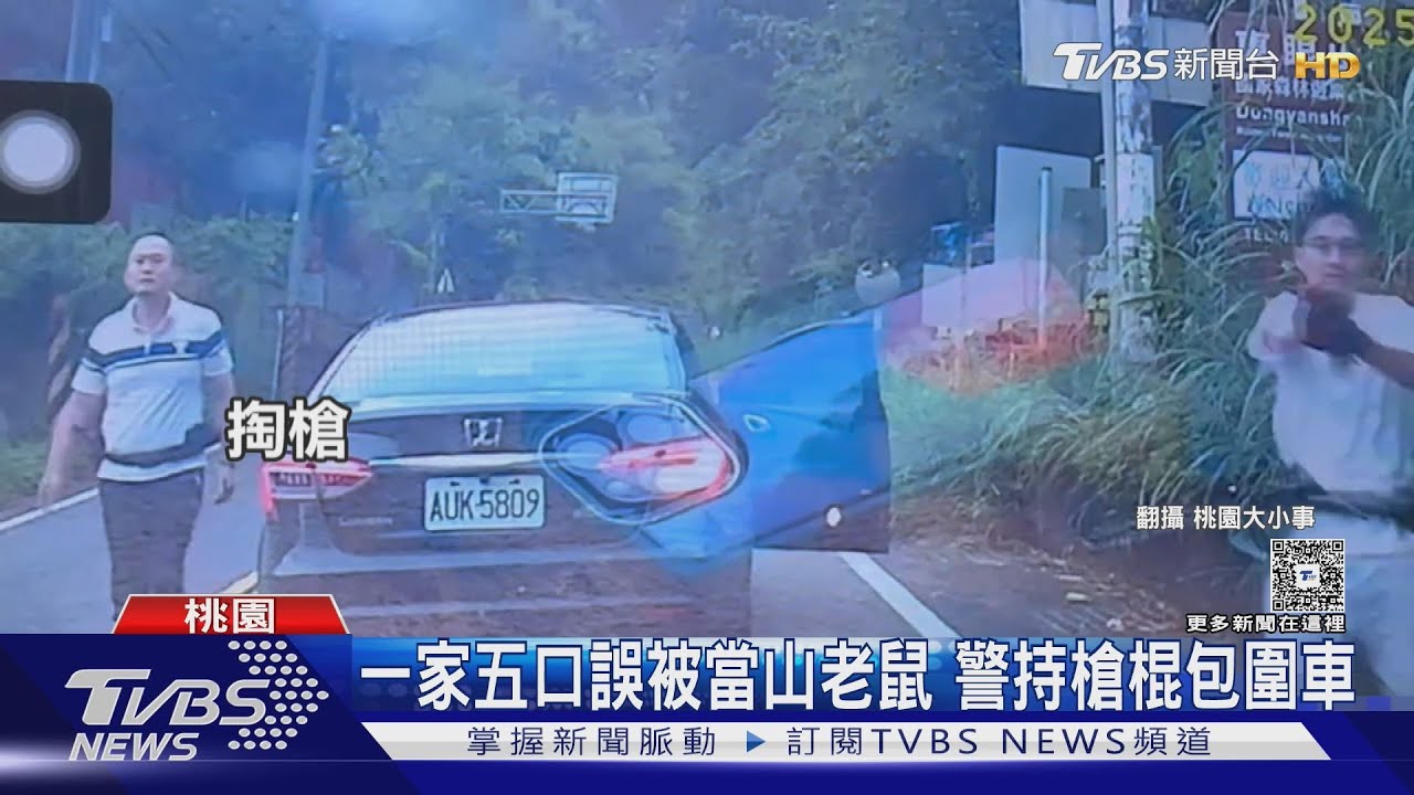警方掏槍嚇壞一家五口!2警車半路突攔查「誤認山老鼠」 父母怒:車上有小孩