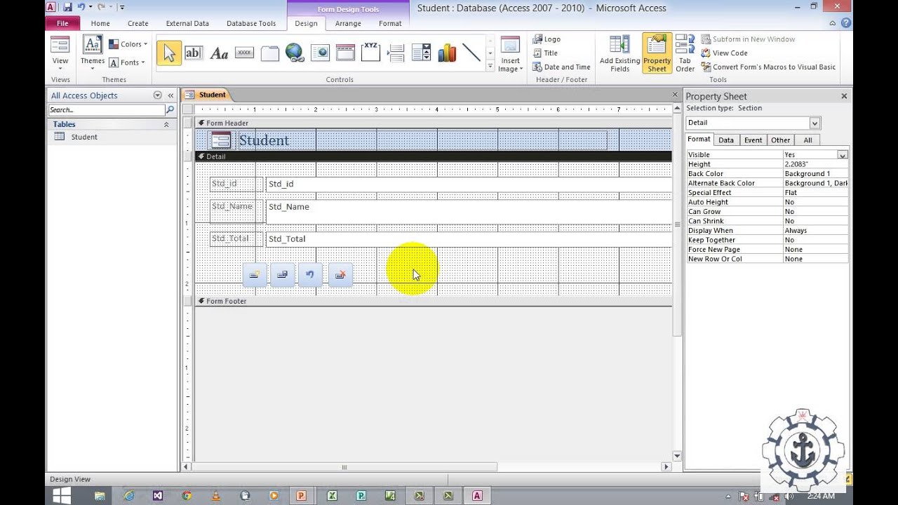 Working with Form and Command Buttons in MS Access 2010
