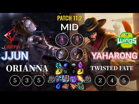 GRF jjun Orianna vs JAG Yaharong Twisted Fate Mid - KR Patch 11.2