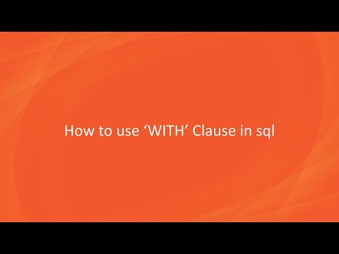 How to use 'WITH' Clause in SQL