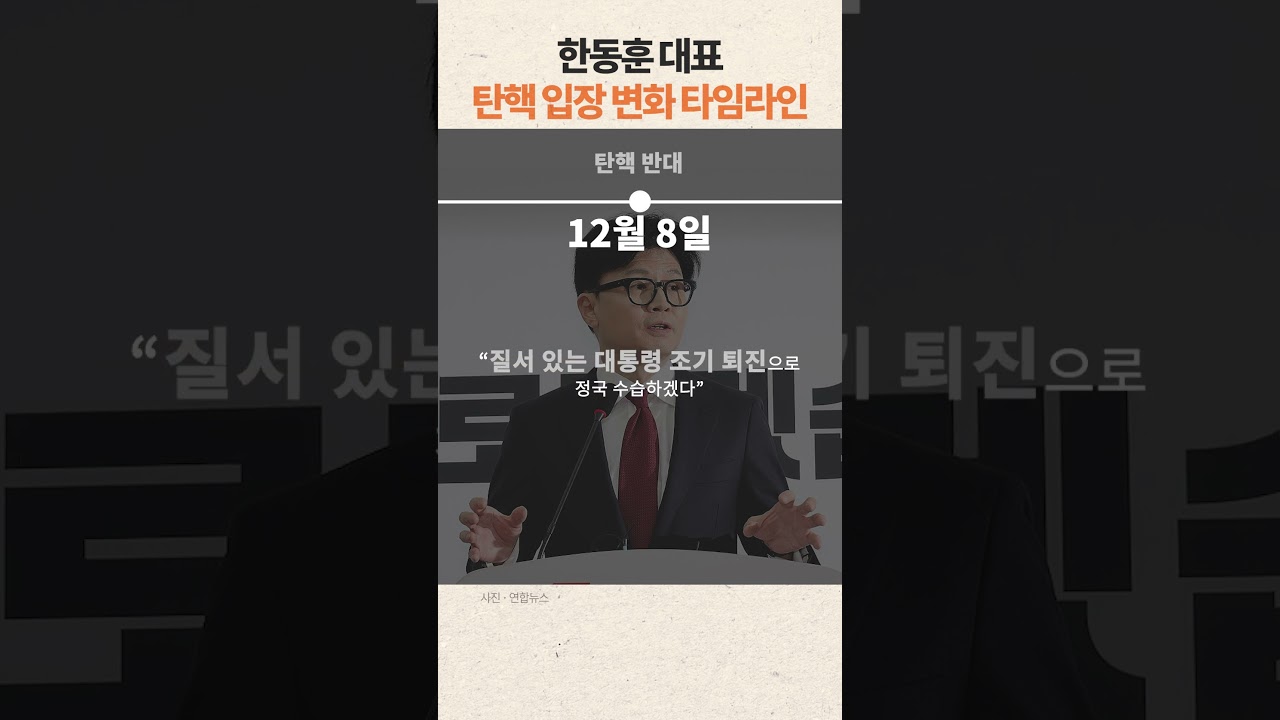 한동훈 대표 윤석열 대통령 탄핵 관련 입장 변화 타임라인