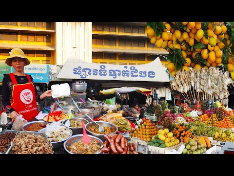Battambang Street & Food Market Scenes, Cambodian Food Market Scenes In Evening, Market Walkaround