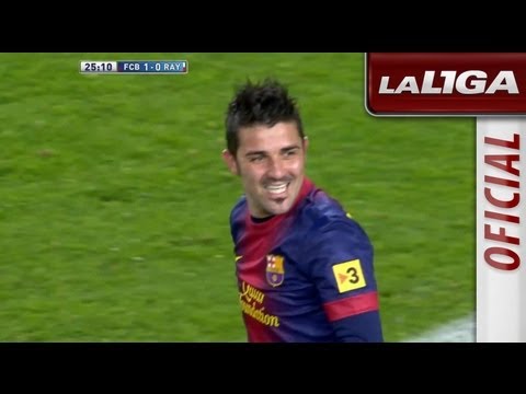 Gol de Villa (1-0) en el FC Barcelona - Rayo Vallecano - HD
