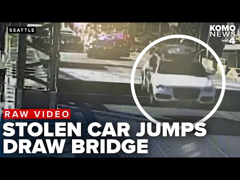 New video released of driver in stolen car jumping Seattle draw bridge