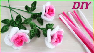 🌹איך להכין פרח ורד עם מנקה מקטרות 🌹מלאכת יד עם מנקה מקטרות