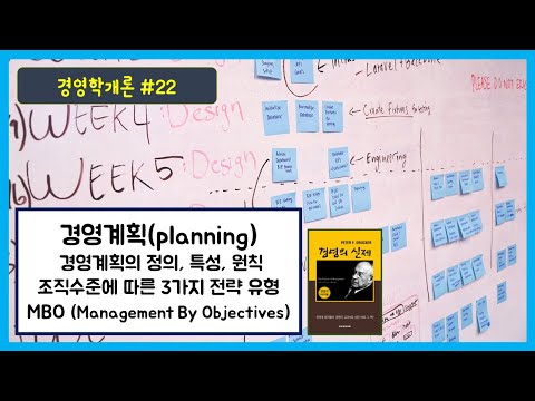 , title : '경영학개론 #22 - 경영계획 (계획수립, 기획과 계획, 조직수준에 따른 전략 유형, Management By Objectives, MBO, 피터드러커의 경영의 실제)'