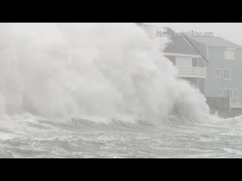Huge waves and massive storm surge slams Scituate, MA - 2/8/2016