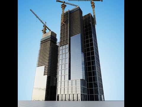 CGI Towers Construction Timelapse Test - Test (Blender)