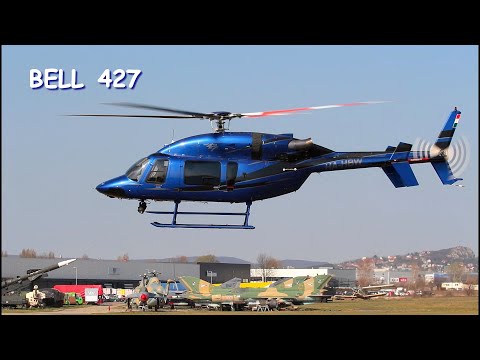 Bell 427 engine start & take off & landing at Budaörs Airfield LHBS, Hungary