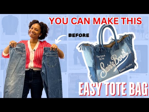 Easy DIY Patchwork Denim Tote Bag Jeans Upcycle | Quick Version