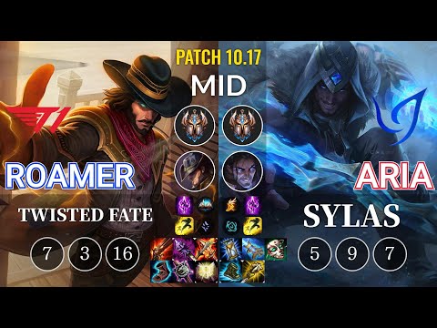 T1 Roamer Twisted Fate vs CGA Aria Sylas Mid - KR Patch 10.17