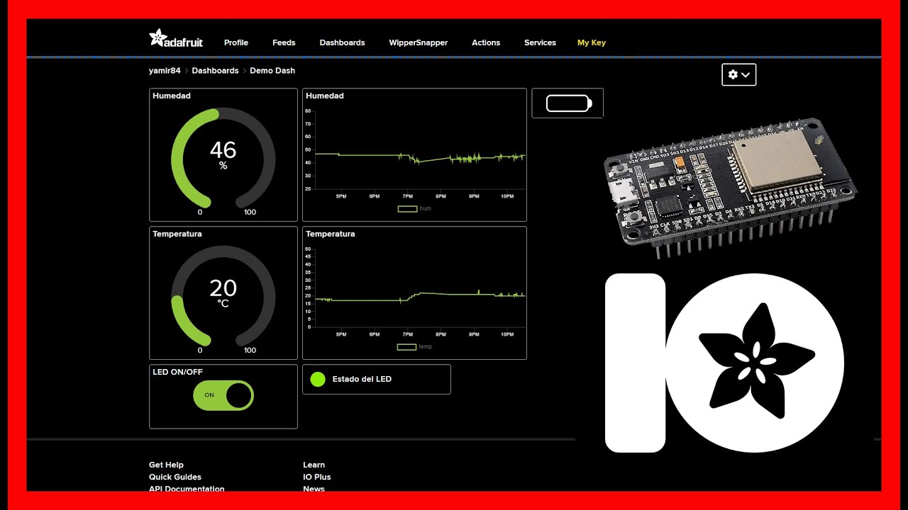 Conectar el ESP32 a la plataforma adafruit.io + código de descarga IOT