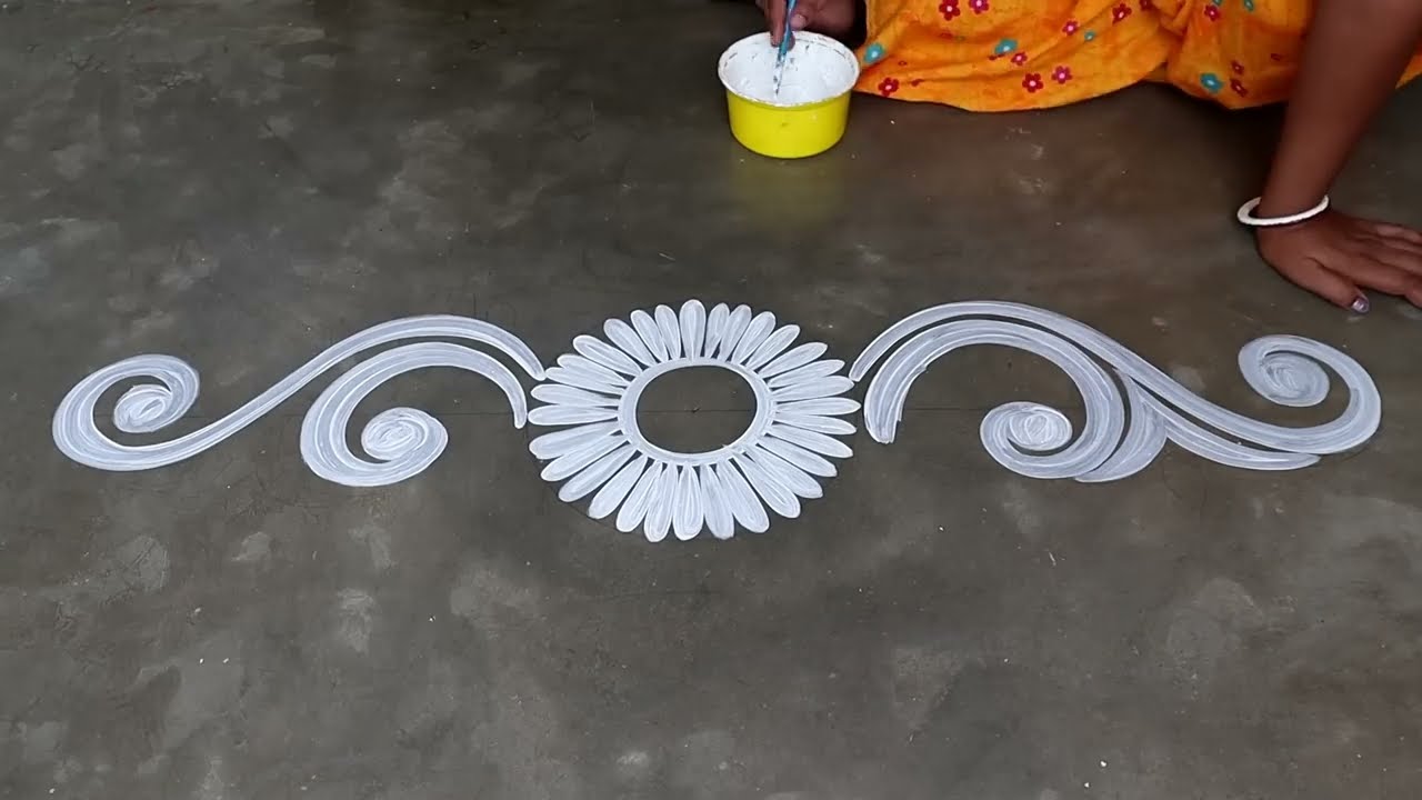 Alpana rangoli door side border design by shyamali rangoli art Videos