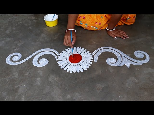 Alpana rangoli door side border design by shyamali rangoli art