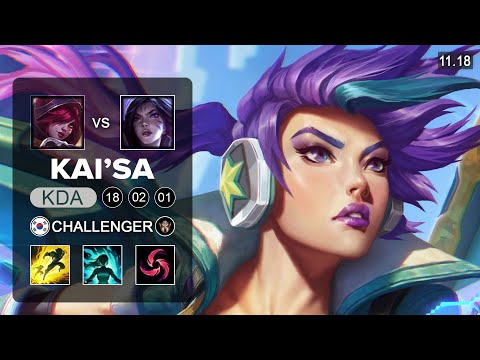 Kai'Sa ADC vs Xayah - KR Challenger - Season 11 Patch 11.18