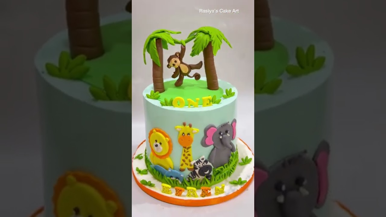 Jungle Theme Cake#junglecake #yutubeshort #animalcake#monkeycake