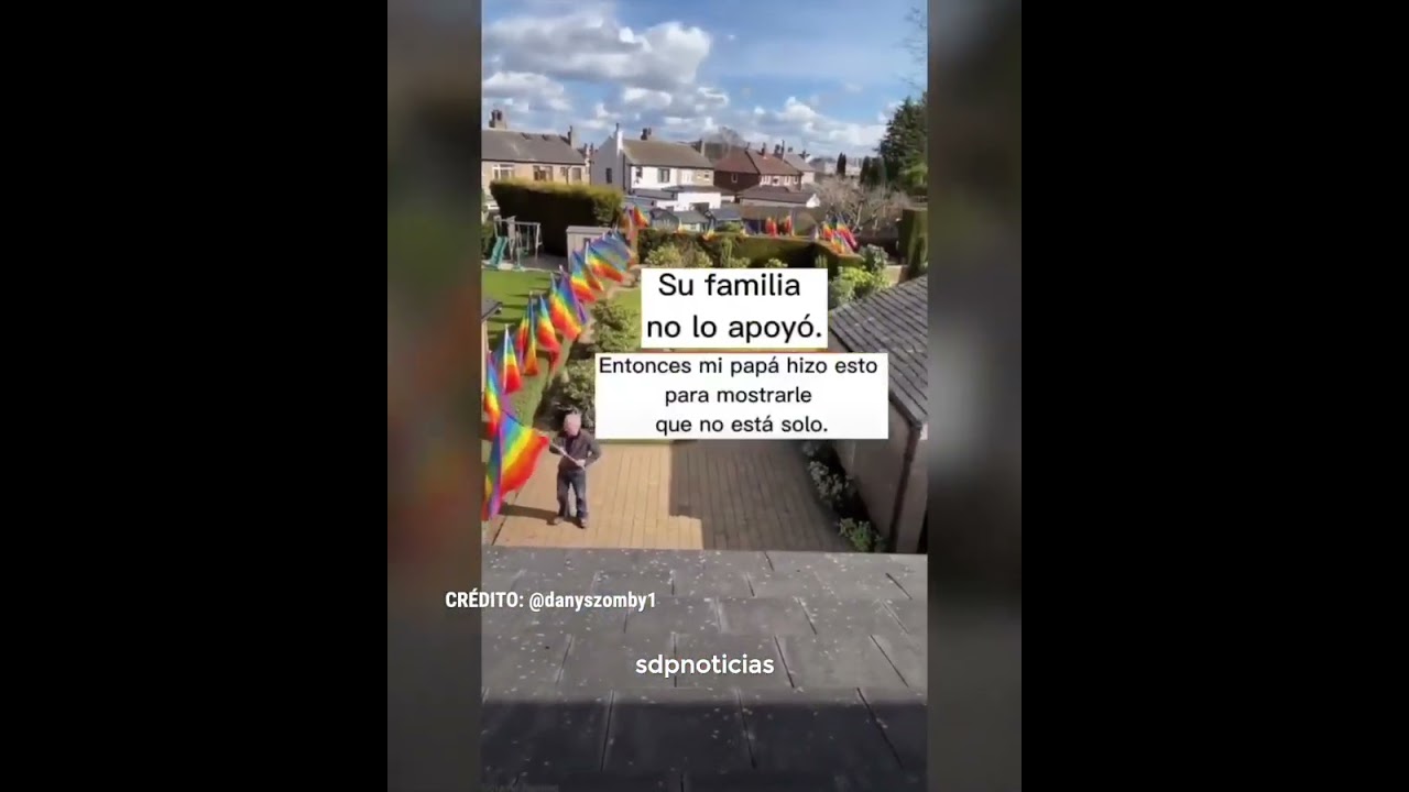 Su vecino se declaró gay a los 73 años; su familia no lo apoyó y el llenó su jardín de banderas LGBT