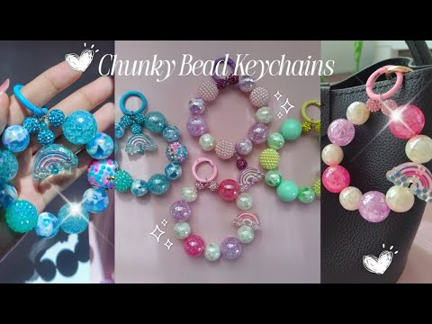 DIY Chunky Beaded Keychains: For Beginners | BEEBEECRAFT BEADS✨#tutorial #keychains #beebeecraft