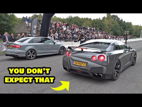 Nissan GT-R R35 *Straight Pipes Exhaust* vs Audi RS3 Sedan TTE700 Hybrid Turbo