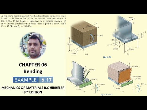Determine normal stress at points B and C | Example 6.17 | Bending | Mechanics of materials RC Hib