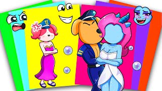[PaperDIY] SHERIFF LABRADOR’s SECRET AFFAIR in the Bathroom?! 😱 PAPILLON Shocked | Sticker Book DIY