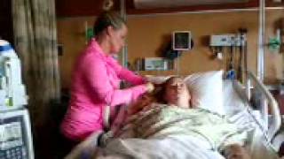 Braiding Joni's hair