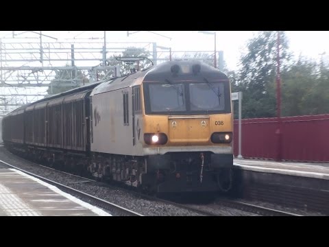 (HD) DB EWS Grey 92036 'Bertolt Brecht' storms through Harrow & Wealdstone working the 6O67 26.10.13