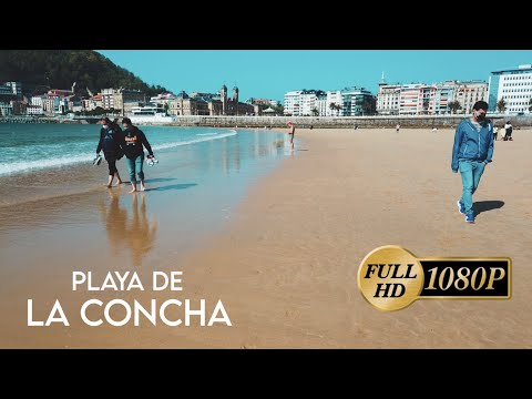 Playa de La Concha-San Sebastian | Relaxing Virtual Walking Tour | Basque Country | Spain