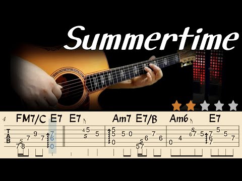🔴SUMMERTIMEㅣJazz Fingerstyle Guitar TutorialㅣBeautiful Acoustic CoverㅣJazz Chord MelodyㅣSimple Tabs