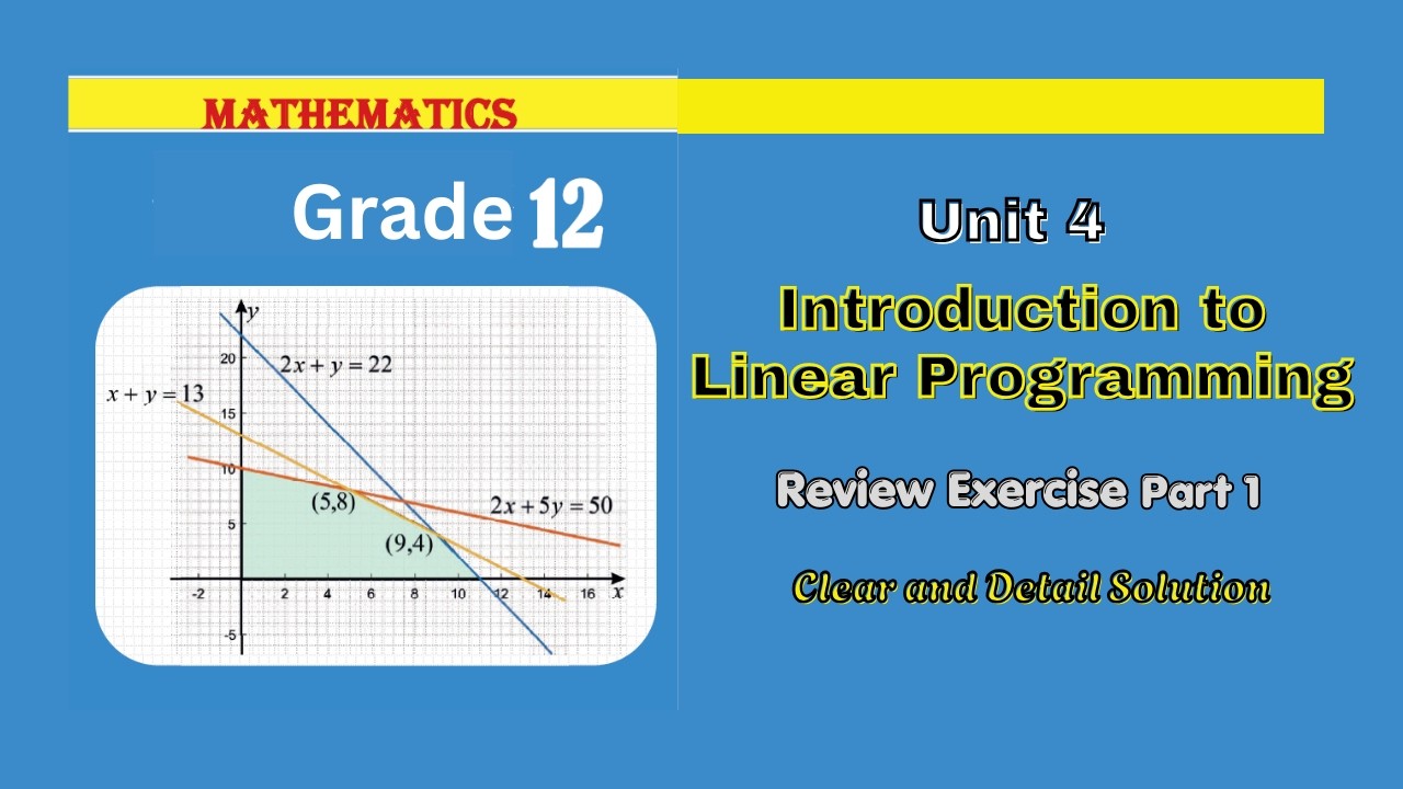 Grade 12 Math Unit 4: Introduction to Linear Programming | Review Exercise Part 1 | #grade12math