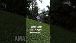 CUTE AMAZING BABY, FIRST TIME TO CLIMB UP HILLS WITH PARENTS #shorts #singapore