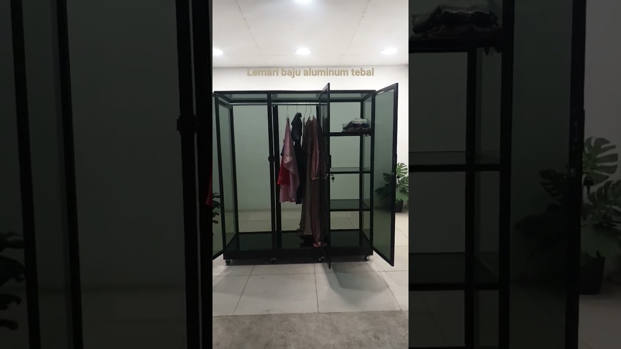 150X55X168 LEMARI RAK BAJU ALUMINIUM TEBAL ETALASE TEBAL