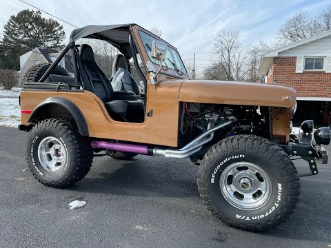 1978 CJ-5 with Hedman Hedders and Purple Hornies - idling.