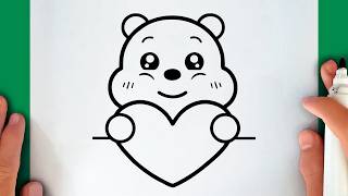 Como desenhar um URSO DE PELÚCIA KAWAII com um CORAÇÃO