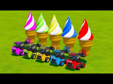 TRANSPORTING GIANT ICE CREAM WITH JCB LOADERS & NEW HOLLAND TRACTORS - Farming Simulator 22