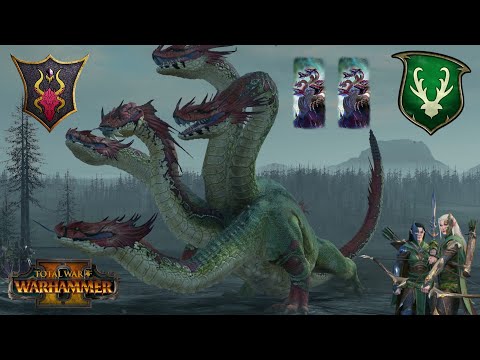 Total War Warhammer 2 - Dark Elves vs Wood Elves - Hydra Therapy!