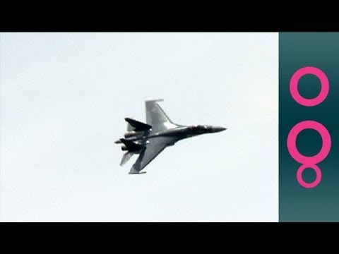 Supermaneuverable Sukhoi Su-35 fighter flies at Paris Air Show 2013