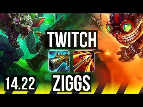 TWITCH & Lulu vs ZIGGS & Rakan (ADC) | KR Master | 14.22