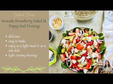 AVOCADO STRAWBERRY SALAD WITH POPPY SEED DRESSING | HOMEMADE SALAD & DRESSING
