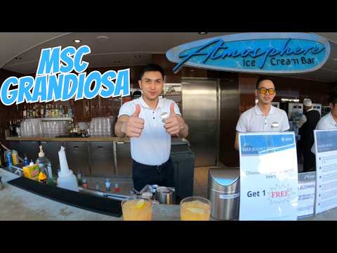 Atmosphere Ice Cream Bar MSC Grandiosa Full Menu Tour & Drink Trial 21 Years Min Age to Drink