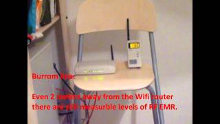 Radiation (RF EMF/EMR) from a Wifi router at different distances