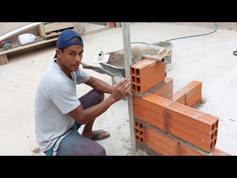 Mason Innovates and builds walls very quickly without using a plumb line.