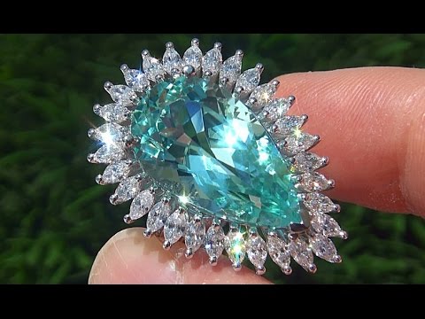 GIA Certified FLAWLESS Natural Paraiba Tourmaline Diamond PLATINUM Vintage Ring - A131361