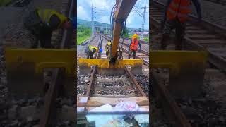 The process of laying tracks on rails- Good tools and machinery make work easy