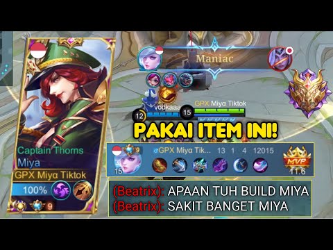 MANIAC! SOLO RANK MIYA INSPIRE PAKAI BUILD MAGE! DAMAGE OVER POWER? TOP GLOBAL MIYA - MLBB
