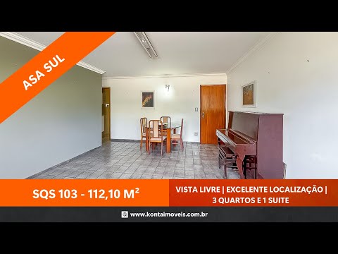 Apartamento reformado com 102,10m² de 3 quartos, sendo 1 suíte, na SQS 103, Asa Sul.