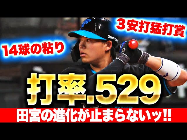 【打率.529】田宮裕涼『絶賛進化中！“14球の粘り”に3安打猛打賞の大躍動！』