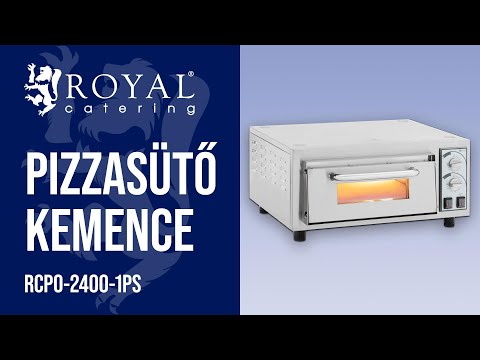 Videó - B-termék Pizzasütő kemence - 1 kamra - 2400 W - Ø 40 cm - tűzálló kő - Royal Catering