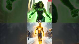 The battle between Thor, The Flash and Golden Spiderman vs She-Hulk and Hullk #thor #spiderman